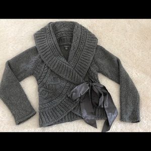 Very warm wrap cardigan with satin bow